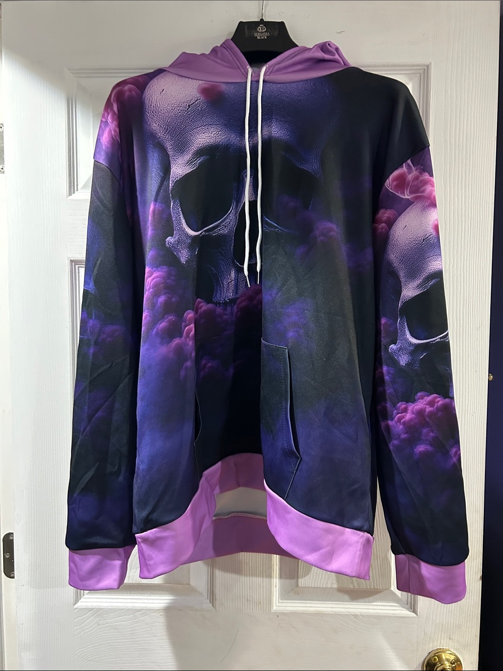 Men's Purple Skull Graphic Hoodie Jacket XXL